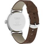 Silberne Timex Die Peanuts Runde Quarz Armbanduhren aus Messing mit Analog-Zifferblatt mit Mineralglas-Uhrenglas mit Lederarmband 