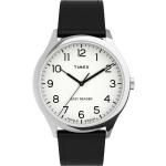Silberne Timex Runde Quarz Stahlarmbanduhren mit Analog-Zifferblatt mit Mineralglas-Uhrenglas mit Lederarmband für Herren 