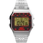 Silberne Timex Herrenarmbanduhren aus Edelstahl mit Digital-Zifferblatt mit Kunststoff-Uhrenglas 