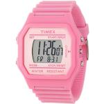 Rosa Wasserdichte Timex Quarz Kunststoffarmbanduhren mit Digital-Zifferblatt mit Stoppfunktion mit Kunststoff-Uhrenglas mit Kunststoffarmband für Damen 