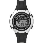 Schwarze 3 Bar wasserdichte Wasserdichte Timex Kunststoffarmbanduhren mit Digital-Zifferblatt mit Alarm mit Kunststoff-Uhrenglas mit Kunststoffarmband für Damen zum Schwimmen 