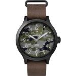 Braune Timex Quarz Herrenarmbanduhren aus Leder mit Analog-Zifferblatt mit Datumsanzeige mit Mineralglas-Uhrenglas mit Lederarmband 