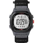 Schwarze Wasserdichte Timex Herrenarmbanduhren aus Textil mit Digital-Zifferblatt mit Stoppfunktion mit Stoffarmband 