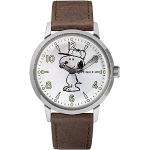 Silberne Timex Die Peanuts Snoopy Damenarmbanduhren aus Leder mit Lederarmband 