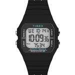 Schwarze 3 Bar wasserdichte Wasserdichte Timex Herrenarmbanduhren mit Digital-Zifferblatt mit Hintergrundbeleuchtung mit Schrittzähler mit Silikonarmband zum Tauchen 