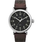 Silberne Timex Runde Quarz Herrenarmbanduhren aus Edelstahl mit Analog-Zifferblatt mit Mineralglas-Uhrenglas 