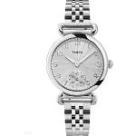 Silberne Elegante Wasserdichte Timex Damenarmbanduhren aus Edelstahl mit Nachtleuchtfunktion mit Edelstahlarmband 