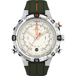 Silberne Wasserdichte Timex Herrenarmbanduhren mit Analog-Zifferblatt mit Kompass mit Thermometer mit Silikonarmband 