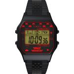 Reduzierte Schwarze Elegante Wasserdichte Timex Herrenarmbanduhren aus Edelstahl mit Digital-Zifferblatt mit Stoppfunktion mit Edelstahlarmband 