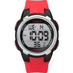 Rote Timex Kunststoffarmbanduhren mit Digital-Zifferblatt mit Stoppfunktion mit Kunststoff-Uhrenglas mit Kunststoffarmband für Herren zum Sport 