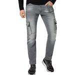 Graue Timezone Slim Fit Jeans mit Reißverschluss aus Denim für Herren Größe M Weite 38 