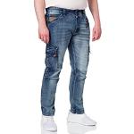 Blaue Timezone Slim Fit Jeans mit Reißverschluss aus Denim für Herren Größe M Weite 34 