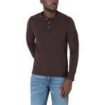 Reduzierte Braune Langärmelige Timezone Rundhals-Ausschnitt Basic-Shirts aus Baumwolle für Herren Größe XL 