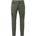 Olivgrüne Unifarbene Sportliche Straight Leg Jeans mit Reißverschluss aus Denim für Herren Größe XXL Weite 36 