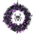 Violette Runde Weihnachtstürkränze mit Halloween-Motiv LED beleuchtet 