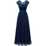Reduzierte Marineblaue Elegante Timormode Maxi Lange Abendkleider mit Reißverschluss aus Chiffon für Damen Übergrößen für den für den Sommer 