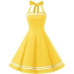 Reduzierte Gelbe Vintage Timormode Midi Ballkleider mit Reißverschluss für Damen Übergrößen für Partys 