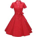 Rote Pin Up Timormode V-Ausschnitt Partykleider mit Reißverschluss aus Baumwolle für Damen Größe XXL für Zeremonien 