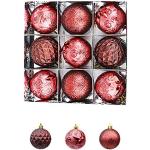 Bordeauxrote Vintage Runde Christbaumkugeln & Weihnachtsbaumkugeln matt aus Kunststoff bruchsicher 