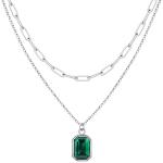 Nickelfreie Smaragdgrüne Elegante Silberketten mit Namen aus Silber mit Smaragd für Damen 