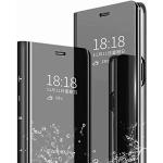 Schwarze iPhone 12 Hüllen Art: Flip Cases mit Bildern aus Leder mit Spiegel 