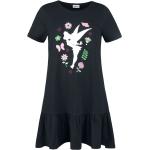 Schwarze Kurzärmelige Peter Pan Tinkerbell Minikleider & kurze Kleider mit Volants für Damen Größe L 