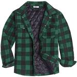 Grüne Karo Holzfällerhemden mit Knopf aus Flanell für Herren Größe L für den für den Herbst 