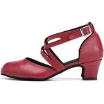 Rote Salsa Schuhe mit Riemchen aus Veloursleder atmungsaktiv für Damen Größe 42 