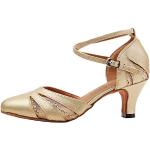 Goldene Salsa Schuhe mit Riemchen aus Veloursleder atmungsaktiv für Damen Größe 38 