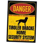 Tiroler Bracke Schild Danger Security System Türschild Hundeschild Warnschild Hund Vorsicht Bracken