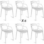 Weiße Esszimmerstühle & Küchenstühle lackiert aus MDF stapelbar Tiefe 50-100cm 6 Personen 