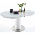 Weiße Moderne Topdesign Runde Runde Glastische 160 cm lackiert aus Glas ausziehbar Breite 150-200cm, Höhe 50-100cm, Tiefe 100-150cm 