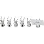 Silberne Hirschköpfe mit Weihnachts-Motiv versilbert aus Metall 6-teilig 