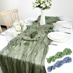 Reduzierte Grüne Moderne Tischläufer aus Musselin 2-teilig 