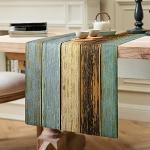 Reduzierte Dunkelblaue Moderne Rechteckige Tischläufer aus Holz maschinenwaschbar 