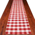 Tischläufer Landhaus-Tischdecke Karo mit Edelweiß rot-weiß-kariert 40 x 160 cm