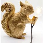 Goldene Vintage LED Tischleuchten & LED Tischlampen mit Eichhörnchenmotiv aus Kunstharz 