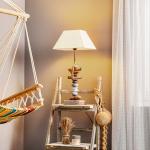 Reduzierte Cremefarbene Landhausstil Tischlampen & Tischleuchten aus Holz 