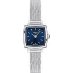 Blaue Schweizer Tissot Lovely Rechteckige Damenarmbanduhren Schmuckschließe aus Edelstahl ohne Ziffern mit Saphir kratzfest mit Saphirglas-Uhrenglas 