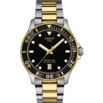 Schwarze Tissot Seastar 1000 Quarz Armbanduhren aus Edelstahl 