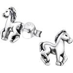 Silberne Pferde Ohrringe mit Tiermotiv für Kinder für Zeremonien 