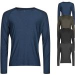 Marineblaue Melierte Sportliche Langärmelige Tee Jays T-Shirts aus Polyester für Herren Größe L 