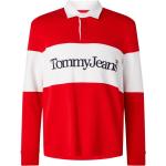 Rote Gestreifte Color Blocking Langärmelige Tommy Hilfiger TOMMY JEANS Bio Rugbyshirts für Herren Größe L für den für den Frühling 