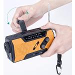 Tkoofn Solar Radio FM AM Portable Hand Crank Radio Construction Site Radio with Motion Sensor, 3 Speed LED Flashlight, SOS Alarm, Integrated 4000 mAh Rechargeable Battery