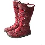TMA EYES Schlangen-geprägtes Leder und PU-Obermaterial für Damen, hohe Stiefel, rot, 41 EU