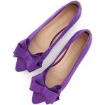 Violette Elegante Spitze Damenballerinas in Breitweite aus Veloursleder leicht Größe 38,5 