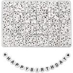 TOAOB 1800 Stück 4x7mm Weiß Buchstabenperlen Schwarz Wort A bis Z und Liebe Herz Acryl Spacer Perlen für Schmuckherstellung