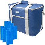 ToCi Kühltasche 36 Liter Isoliertasche Thermotasche Picknicktasche für Picknick Camping | Navy-Blau mit 6 x 200 ml Kühlakku