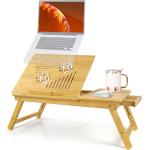 Bett-Tisch, Tragbarer Notebook-Tisch, Verstellbarer Tisch mit großer Belüftung, Material: Bambus, Größe der Tischplatte: 55,1 x 35,1 cm - Bambus
