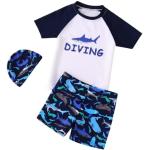 Blaue Kinderbadesets mit Hai-Motiv für Jungen 